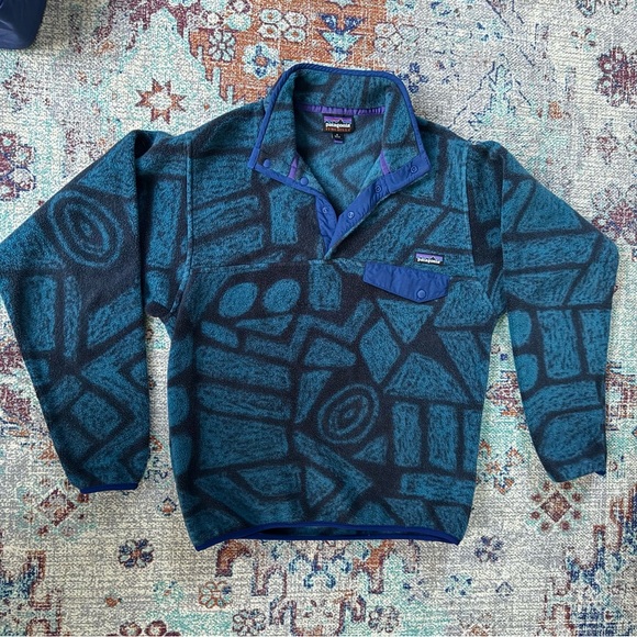 Patagonia Other - Patagonia Aztec 1/4 Snap Synchilla Stone Blue